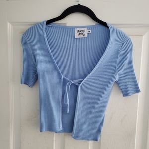 Princess Polly Ribbed Cropped Tie Front Top